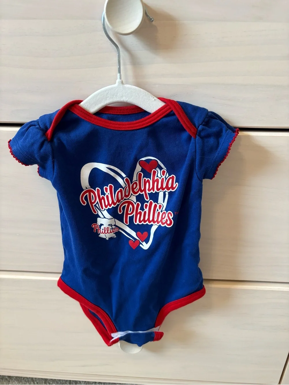 Genuine Merchandise Phillies White & Red Baby One-Piece Bodysuits